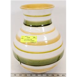 LARGE VIETNAMESE VASE - GREEN/YELLOW/WHITE STRIPES