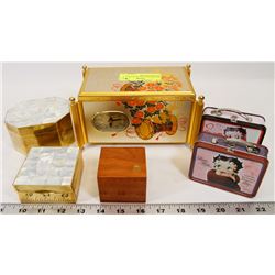 BOX OF JEWELRY BOXES INCL 2 MOTHER OF PEARL.