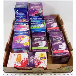 FLAT OF ASSORTED FEMININE PAPER PRODUCTS