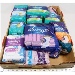 FLAT OF ASSORTED FEMININE PAPER PRODUCTS