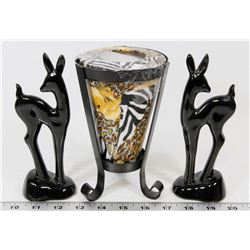 BOX WITH SAFARI CANDLE AND 2 ROYAL HAEGAR DEER