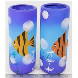 SET OF 2 FISH VASES
