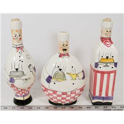 3 COLLECTIBLE CHEF DECANTERS