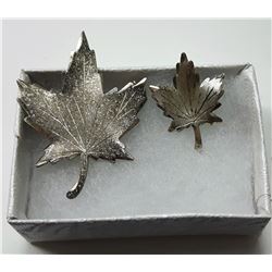 9 - LOT OF 2 STERLING SILVER MAPLE LEAF