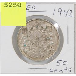 1942 CANADIAN SILVER 50 CENT PIECE