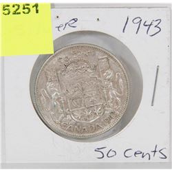 1943 CANADIAN SILVER 50 CENT PIECE