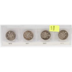 1970,1971,1972,1973 CANADIAN 50 CENT PIECES