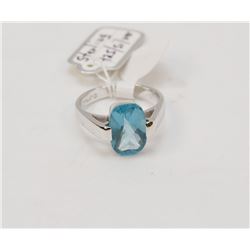 8) STERLING .925 SILVER RING BLUE CUBIC SIZE 7
