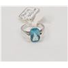 Image 1 : 8) STERLING .925 SILVER RING BLUE CUBIC SIZE 7
