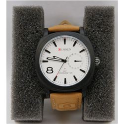 4) CURREN MANS STAINLESS STEEL WATCH WITH LEATHER