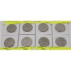 LOT OF 8 DIFFERENT YEAR CANADIAN DOLLAR COINS