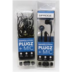 2 PAIRS OF IFROGZ PLUGZ EAR POLLUTION EARPHONES