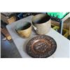 Image 1 : 2 BRASS POTS AND COPPER PLATE