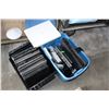 Image 1 : BLUE TOTE AND BLACK BASKET OF LAPTOPS