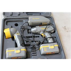 GERA PRO 18VOLT CORDLESS IMPACT DRILL AND FLASHLIGHT WITH BATTERIES