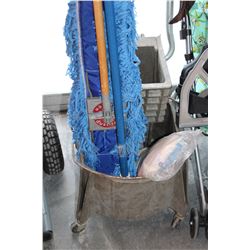 MOP BUCKET AND TWO MOPS