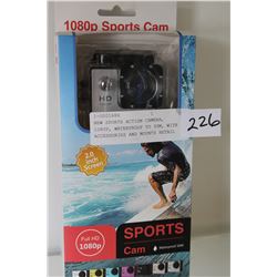 NEW SPORTS ACTION CAMERA, 1080P, WATERPROOF TO 30M, WITH ACCESSORIES AND MOUNTS RETAIL $149