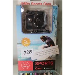 NEW SPORTS ACTION CAMERA, 1080P, WATERPROOF TO 30M, WITH ACCESSORIES AND MOUNTS RETAIL $149