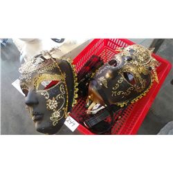 TRAY OF MASKS AND FANS