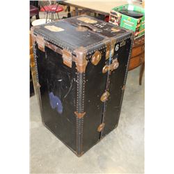 BLACK METAL WARDROBE TRUNK WITH DRAWERS