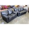 Image 1 : BLACK LEATHER SOFA AND LOVESEAT