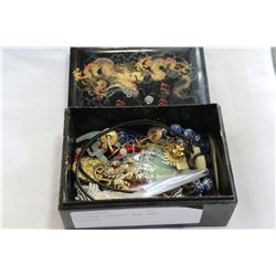 EASTERN LACQUER BOX AND JEWELLRY
