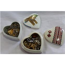 TWO HEART SHAPE DRESSER BOXES WITH CONTENTS