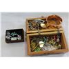 Image 1 : WOOD DRESSER BOX WITH JEWELLRY CONTENTS