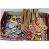 Image 2 : ITALIAN LEATHER WALL ART AND TRAY OF PINS AND MINI HOCKEY STICKS