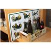 Image 1 : BOX OF BOTTLES AND TRACTOR TIN SIGN