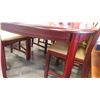 Image 3 : MAHOGANY FINISH DINING TABLE WITH 2 LEAFS AND 6 CHAIRS