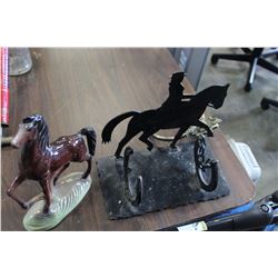 METAL HORSE WINE BOTTLE HOLDER AND HORSE FIGURE ETC