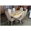 Image 1 : WHITE DINING TABLE WITH LEAF AND SIX CHAIRS