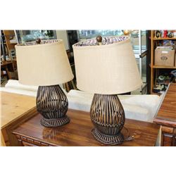 TWO WICKER TABLE LAMPS