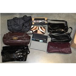 BOX OF LADIES DESIGNER CLUTCH PURSES AND WALLETS