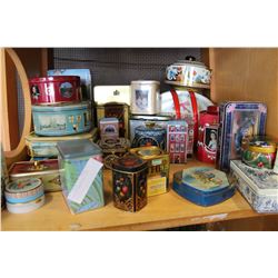 SHELF OF COLLECTIBLE TINS