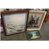 Image 1 : OIL PAINTING ON CANVAS AND TWO FRAMED PAINTINGS