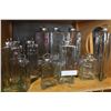 Image 1 : SHELF LOT OF TRIANGULAR GLASS STORAGE JARS