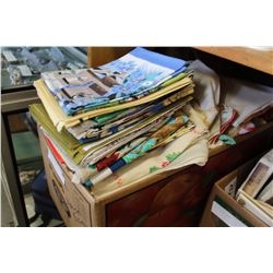 BOX OF ESTATE IRISH LINEN AND OTHER LINENS