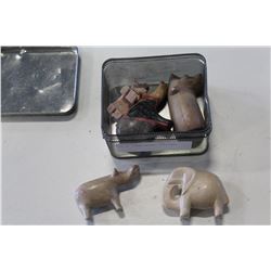 TIN OF STONE ANIMAL CARVINGS