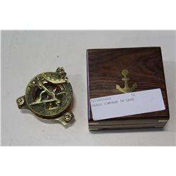 BRASS COMPASS IN CASE