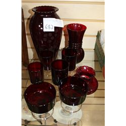 LOT OF RUBY GLASSWARE