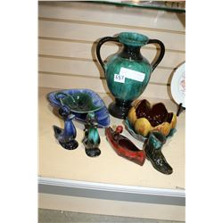 BLUE MOUNTAIN POTTERY VASE AND ORNAMENTS