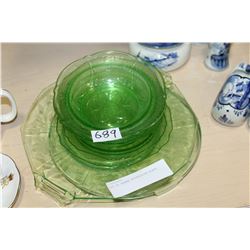 LOT OF GREEN DEPRESSION GLASS