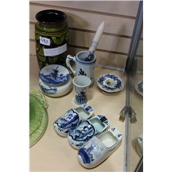 LOT OF DELFT BLAU POTTERY AND GERMAN VASE