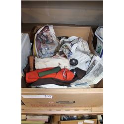 BOX OF ESTATE DECOR AND AFRICAN PAPER MACHE FIGURES ETC