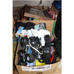 2 BOXES OF ESTATE GOODS AND DOG SHIRTS