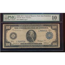 1914 $100 San Francisco Federal Reserve Note PMG 10