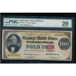 1882 $100 Gold Certificate PMG 20