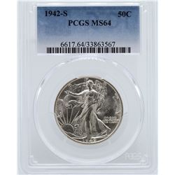 1942-S Walking Liberty Half Dollar Coin PCGS MS64